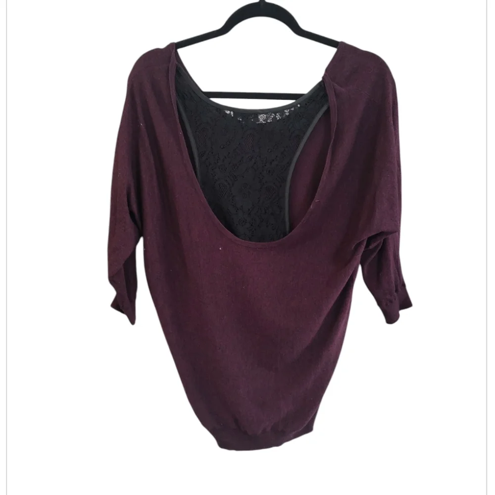 Express Women's Deep Purple Scoop Neck Sweater - Picture 2 of 4